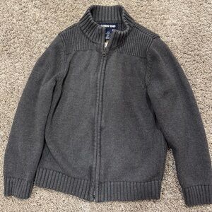 Land’s End size 6-7 coal heather cotton modal zip front cardigan sweater